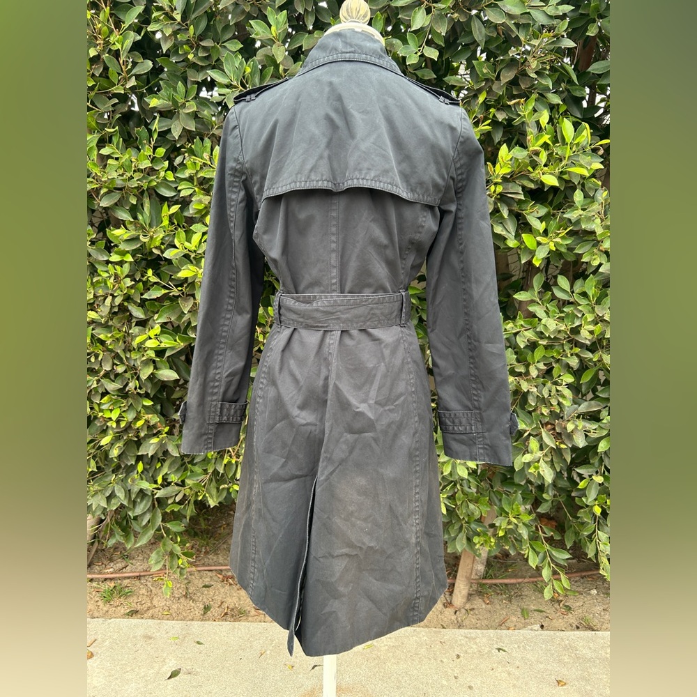 Banana Republic Classic Black Trench Coat Women Size Small - Picture 4 of 12
